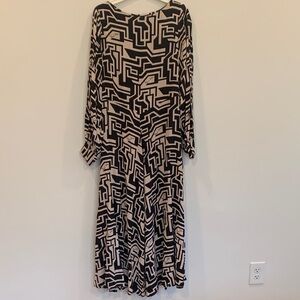 Richard Allen for H&M Black and Cream Long Sleeve Geometric Dress